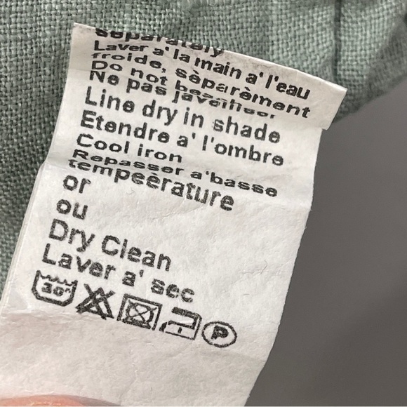 Terzo Millennio Sage Green Linen Eyelet Short Sleeve Size Small Made In Italy - Picture 5 of 7